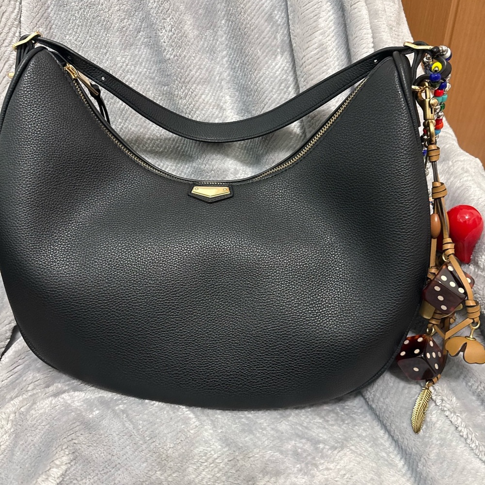 Aldo Black Hobo Bag with Charm Accents